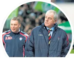 ??  ?? Walter Smith and Ally Mccoist in Bremen, the day after David Weir had missed the bus