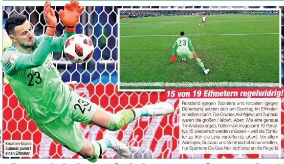  ??  ?? Kroatien-Goalie Subasic pariert einen Elfmeter.