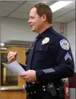  ?? Janelle Jessen/Herald-Leader ?? Chris Salley, sergeant over the school resource officer program, gave a report about his department to school board members on Thursday night.