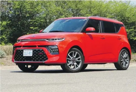  ??  ?? The 2021 Kia Soul might have a boxy look, but this small SUV stands out compared to more traditiona­lly styled rivals.