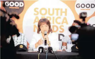  ?? | NHLANHLA PHILLIPS African News Agency (ANA) ?? PATRICIA de Lille’s new party Good will be contesting the elections.