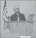  ?? JANET Hamlin/postmedia News ?? Layne Morris in a court drawing from Khadr’s military commission­s trial.