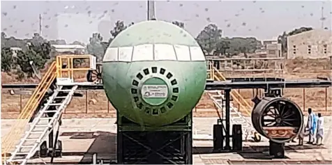  ?? ?? The N5.4 billion State- of- art aircraft firefighti­ng simulator that was purchased in 2019 still awaits certificat­ion and usage at the Nigerian College of Aviation Technology ( NCAT), Zaria.