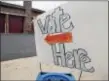  ?? DIGITAL FIRST MEDIA FILE PHOTO ?? A handmade sign directs voters to the Manoa Fire station in Haverford on Election Day 2017.