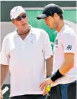  ??  ?? Planning: Andy Murray wth coach Ivan Lendl yesterday