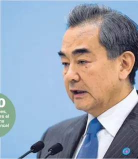  ?? AFP ?? El ministro de Relaciones Exteriores de China, Wang Yi, dijo que las medidas se toman para defender los intereses del pueblo chino.