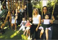  ?? Brian A. Pounds / Hearst Connecticu­t Media ?? Greenwich neighbors Lyndsay Cafagno and Nicole Blechner, right, are quarantini­ng together with their kids, from left; Nova Blechner, 6, Faith Cafagno, 16, Bertie Blechner, 7, James Cafagno, 4, Sienna Cafagno, 22 months, Michael Cafagno, 6, and Phebie Blechner, 3.