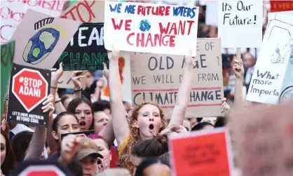  ?? Photograph: Mark Metcalfe/Getty Images ?? ‘Across Australia, students marched for action on what Kevin Rudd called, all those years ago, the“greatest moral challenge of a generation” –and politician­s responded with adolescent trolling’
