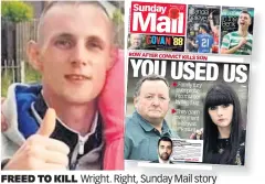  ??  ?? FREED TO KILL Wright. Right, Sunday Mail story