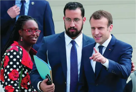  ?? REUTERS ?? Alexandre Benalla estuvo al lado de Emmanuel Macron desde la campaña electoral que llevó al ex banquero al Elíseo en 2017