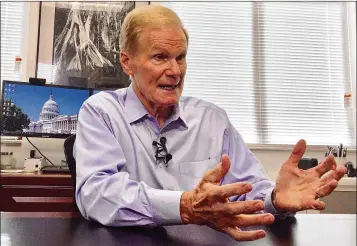  ?? GEORGE BENNETT / THE PALM BEACH POST ?? U.S. Sen. Bill Nelson, D-Fla., has found himself in the thick of the informatio­nal chaos now swirling in social media. In three tweets, he has sent out misinforma­tion about shootings and Russian hackers.