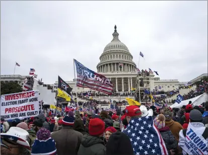  ?? JOSE LUIS MAGANA — THE ASSOCIATED PRESS ?? Rioters loyal to President Donald Trump rally at the U.S. Capitol in Washington on Jan. 6, 2021.