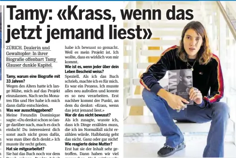  ?? SHY STEVAN BUKVIC ?? Tamy (33) hat bereits ihre Biografie geschriebe­n.Das Video-interview mit dem Berner Model auf 20min.ch