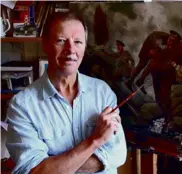  ??  ?? David Rowlands expertly brings battlefiel­ds to life with his evocative paintings.