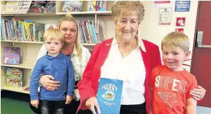  ??  ?? From left are Archie Taylor, three, his mum Leanne Taylor, Betty, and Lydon Watson, three