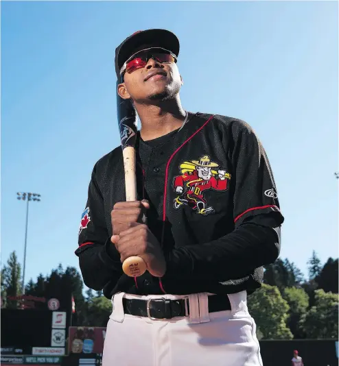  ?? RICHARD LAM/PNG ?? McGregory Contreras, 19, hit four home runs in his first 16 games with the C’s this season. The Venezuelan native is ranked 21st among Toronto Blue Jays prospects by mlb.com.