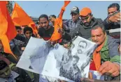  ?? — PTI ?? Bajrang Dal activists stage a protest against Amazon Prime web series Tandav in Jammu on Wednesday.