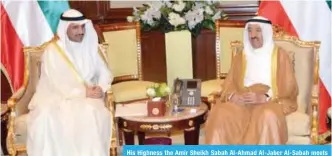  ??  ?? His Highness the Amir Sheikh Sabah Al-Ahmad Al-Jaber Al-Sabah meets with National Assembly Speaker Marzouq Al-Ghanem.