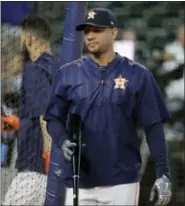  ?? DAVID J. PHILLIP — THE ASSOCIATED PRESS ?? Houston Astros’ Yuli Gurriel takes batting practice before Game 4 of baseball’s World Series against the Los Angeles Dodgers Saturday in Houston.