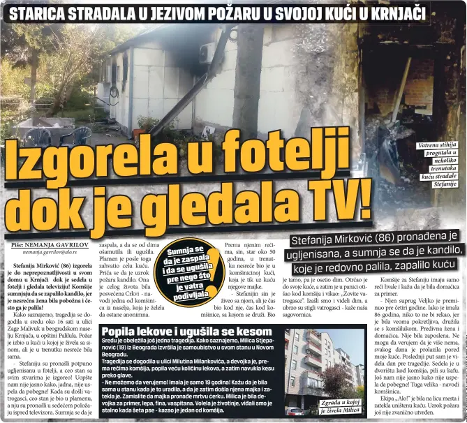  ??  ?? Vatrena stihija progutala u
nekoliko trenutaka kuću stradale
Stefanije