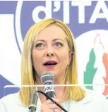  ?? AP ?? Far-right party Brothers of Italy’s leader Giorgia Meloni