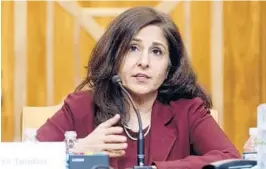  ?? ANDREW HARNIK/AP ?? Neera Tanden, President Joe Biden’s nominee for director of the Office of Management and Budget, testifies Feb. 10 during a Senate Budget Committee hearing.