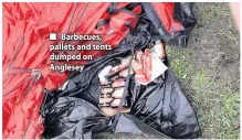  ??  ?? ■ Barbecues, pallets and tents dumped on Anglesey