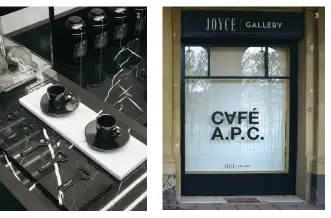  ??  ?? 1. Café Kitsuné, 2, place André-Malraux, Paris 1er. Liste des lieux sur maisonkits­une.com 2. Saint Laurent Café, 6, rue du 29-Juillet, Paris 1er. 3. Jusqu’au 31 janvier 2020, Café A.P.C., Joyce Gallery, 168, galerie de Valois, Paris 1er.