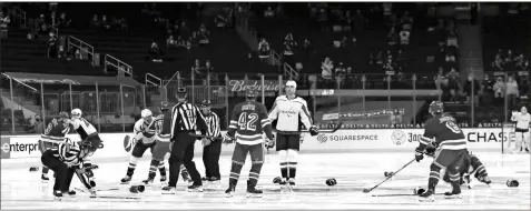  ?? AP-Bruce Bennett ?? Washington Capitals and New York Rangers fight in the opening seconds of an NHL hockey game Wednesday, in New York.