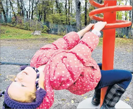  ?? KEVIN ADSHADE/THE NEWS ?? Clara Walsh at the new accessible playground, located at the West Side Community Centre in New Glasgow.