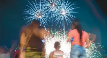  ?? MICHAEL LAUGHLIN /SOUTH FLORIDA SUN SENTINEL ?? Fireworks light the sky during a Fourth of July celebratio­n last year.