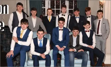  ?? Photo by Michelle Cooper Galvin ?? Dan and John Talbot, Anthony O’Keeffe, Alex Rennie, Lee Lenin (back from left) David Clifford Club Minor Player of the Year, Adrian Cronin, Shane O’Sullivan, Cian O’Shea, Liam Buckley, Mark Donnellen and Gary Cronin at the Fossa GAA dinner in the...