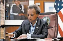  ?? JOSE M. OSORIO/CHICAGO TRIBUNE 2020 ?? Mayor Lori Lightfoot got a federal COVID-19 spending package through the City Council over complaints from some aldermen about using $281.5 million on police salaries.