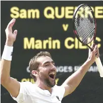  ??  ?? Marin Cilic celebra tras eliminar al estadounid­ense Sam Querrey.