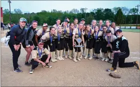  ?? COURTESY OF BILL SNOOK ?? The Berks Catholic softball team poses with the trophy after beating Kutztown to win the Berks Softball League championsh­ip.
