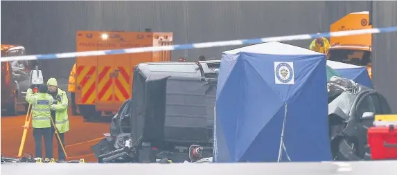  ?? Aaron Chown ?? > The scene of a multi-vehicle crash at the entrance to the underpass on Lee Bank Middleway, near Edgbaston