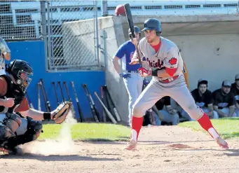  ?? BERND FRANKE/POSTMEDIA NEWS ?? Welland Chiefs batter Frank Barber refuses to be fooled by a low pitch for a ball in the senior men's baseball all-star game Saturday at Welland Stadium.