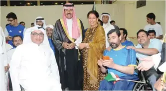  ??  ?? KUWAIT: His Highness the Crown Prince Sheikh Nawaf Al-Ahmad Al-Jaber Al-Sabah is pictured during his visit to the Kuwait Disabled Sport Club.