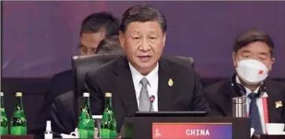  ?? XINHUA ?? President Xi Jinping speaks at a session of the 17th Group of 20 Summit in Bali, Indonesia, on Nov 16.