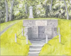  ?? Courtesy of Peter Keitel ?? A watercolor painting by Delmar artist Peter Keitel depicts what the future restoratio­n of the Slingerlan­d family burial vault is expected to look like once completed. The painting was revealed at a recent Bethlehem Town Board meeting. A marker will also be part of the awareness effort.