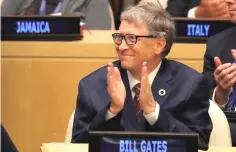  ?? — Reuters photo ?? Microsoft founder Bill Gates during UN Secretary General Antonio Guterres’ High-Level meeting on Financing in New York.