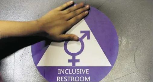  ??  ?? MIXED MESSAGES: Conservati­ve activists claim changing toilet access rules violates the rights of fixed-gender pupils, especially girls