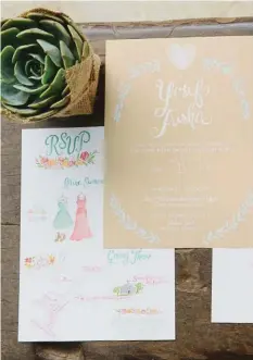  ?? ?? 02 LEFT Wedding elements should be reflection­s of the couple’s personalit­ies and these invitation­s and RSVP cards produced by Printsonal­ities are no exception.