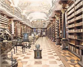  ?? LENKA GRABICOVA PARA THE NEW YORK TIMES ?? Google digitalizó miles de volúmenes de una biblioteca del siglo XVIII, en Praga, como gesto de buena voluntad.