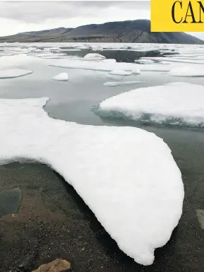  ?? THE CANADIAN PRESS/FILES ?? Ice floes off Ellesmere Island, in Nunavut, show melting. New research finds hundreds of glaciers in Canada’s High Arctic area are permanentl­y retreating.