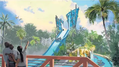  ?? SEAWORLD ORLANDO ?? This rendering details SeaWorld Orlando’s planned Infinity Falls river-rapids ride. It will be in the Sea Garden area, near the passholder lounge.