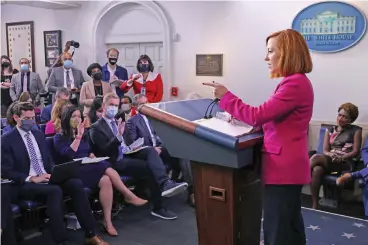  ?? (AFP) ?? White House Press Secretary Jen Psaki speaks on the US stand on Taiwan, at a press conference at the White House in Washington, DC on Friday