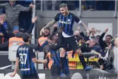  ?? — Reuters ?? Inter Milan’s Mauro Icardi celebrates scoring their first goal.