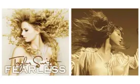  ??  ?? The cover of Fearless in 2008, alongside the 2021 re-recording.