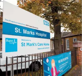  ?? ?? The urgent care unit at St Mark’s Hospital will not be closed. Ref:132060-7